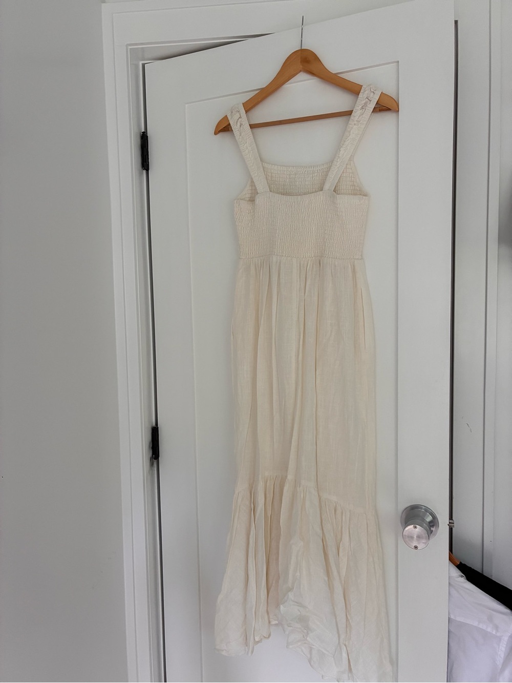Smocked Cream Maxi Dress with Wide Straps